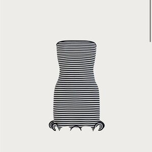 SAME ruffle hem strapless mini dress